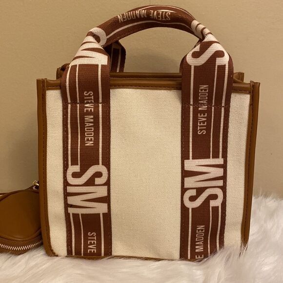 NWT Steve Madden Crossbody/Canavs/Tote w/AirPod Case -Cognac - Picture 11 of 12